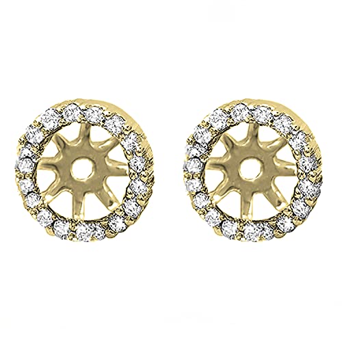 Dazzlingrock Collection 0.25 Carat (Ctw) Round White Diamond Removable Jackets For Stud Earrings 1/4 Ct, 10K Yellow Gold #TOP25