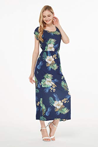 Image of Hawaii Hangover Women's Hawaiian Cap Sleeve Maxi Dress Signature Prints | Cap Sleeves; Maxi Length; Soft Rayon Fabric; Signature Tropical Prints; Resort Vacation Style