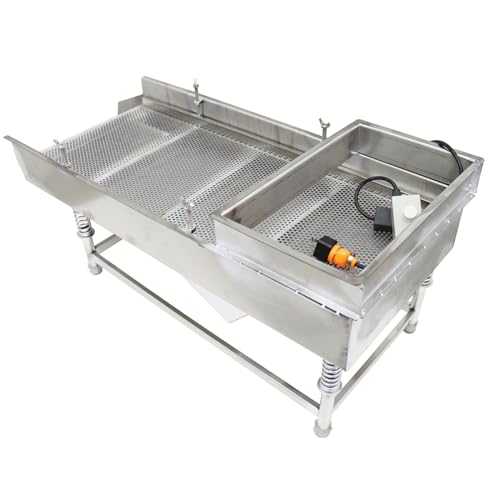 WYDDDARY Straight Vibrating Sieve Electric Linear Sifter Machine Stainless Steel Screen Shaker with 6mm Round Hole Mesh Single Layer Single Motor 220V