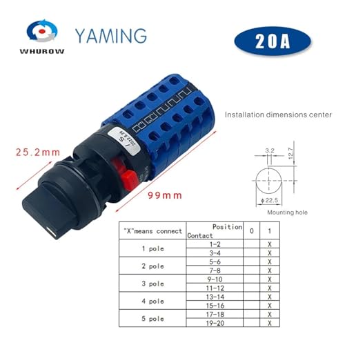 Interruptor de leva de 22mm para reparar selectores desgastados con el modelo LW26-20S 20A 2