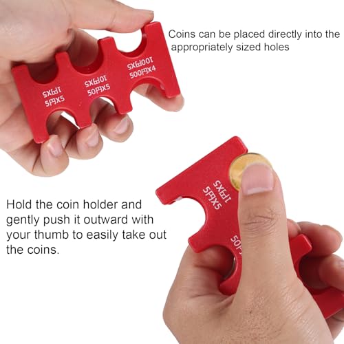 BOXOB 2 Stück Japanischer Yen Münzhalter, Kunststoff JPY Münzspender mit 6 Fächern Rechteckig Kleingeld Organizer fürs Auto Sammelbörse für Unterwegs (Rot, Schwarz)