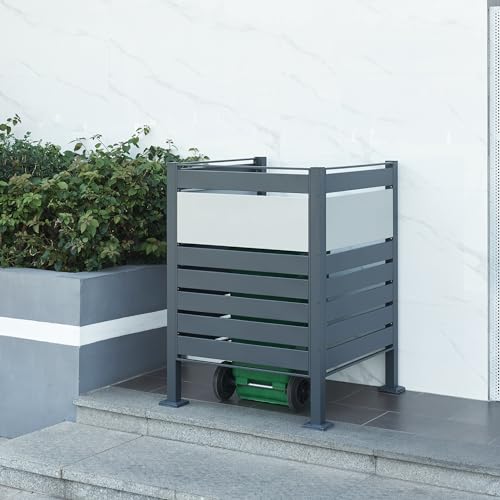 [en.casa] Mülltonnenverkleidung Uusikaupunki Zaunelement 3er Set Erweiterungsmodul Sichtschutz für Mülltonnen 60/120/240 L Metall Mülltonnenzaun 120 x...