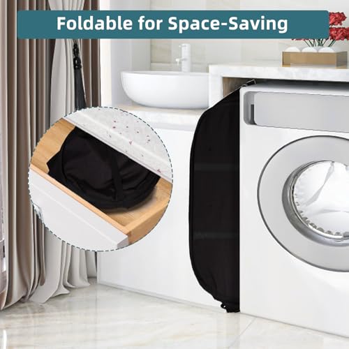 Image of Collapsible Laundry Baskets, Tear Proof Pop Up Laundry Hamper with Dual Handles, Durable Foldable Laundry Basket, Easy to Carry Laundry Hamper for Home, Laundry Room, Bedroom, Dorm, Travel Black