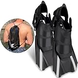 Die kurzen Tauchflossen werden in einem praktischen Netzbeutel / Turnbeutel geliefert. So hast du freie Hände auf dem Weg zum Strand.