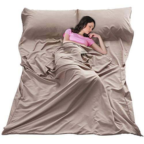 Sleeping Bag Liner Ultralight Travel Sheet Dirt-Proof Camping Sheets Compact Hotel Sack for Outdoor Backpacking Hiking (Brown
