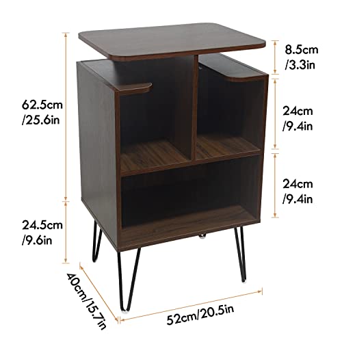 Nisorpa Support de tourne-disque en MDF pour disque vinyle – Table de rangement en noyer avec pieds en épingle à cheveux… - Les Beatles, Paul McCartney, John Lennon, RIngo Starr, George Harrison Nisorpa Support de tourne-disque en MDF pour disque vinyle - Table de rangement en noyer avec pieds en épingle à cheveux… – Image 4