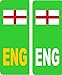 Price comparison product image 2 x ENG England Green Electric/EV/Hybrid Union Jack Flag Car Number Plate Vinyl Stickers United Kingdom by Ellis Graphix