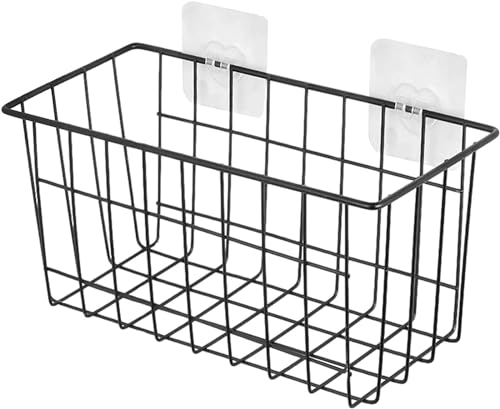 LIFEJXWEN Metal Wire Storage Basket, Wire Organizer Storage Baskets Bins with Hooks, Mesh Storage Baskets for Cabinet, Closet, Bathroom