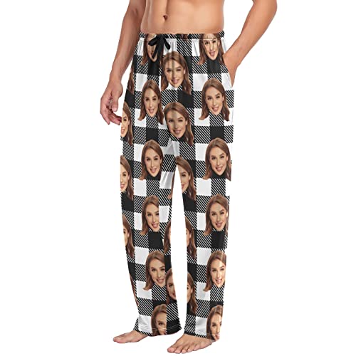 Personalized Photo Face Printed Mens Sleepwear Pajama Pants Custom Casual Pj Bottoms Holiday Gifts for Boyfriend Husband Dad4