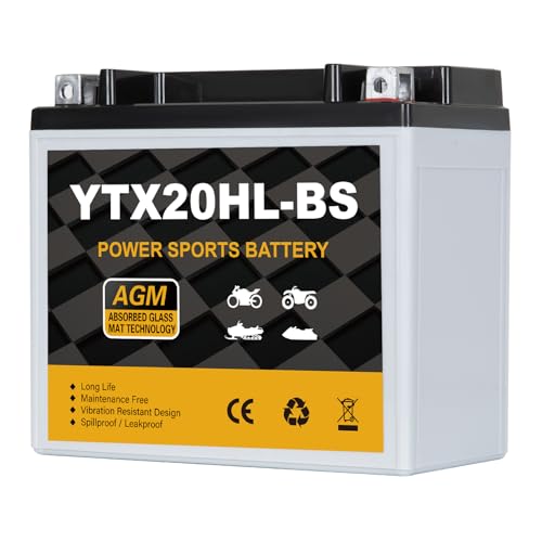 Daakmax YTX20HL-BS Motorcycle Battery 12V 18Ah 310CCA Maintenance Free Sealed AGM Powersport Battery Replacement for ATV UTV Scooter YTX20HL BS / ETX20L / GTX20HL-BS