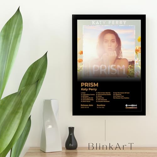 Image of BLINKART Katty Perry - PRISM Wall Photo Frames | Wall Art for Bedroom, Living Room, Studio or Office | Album Cover Print with Spotify Song Link QR Code | Gift for Fans - 8x12 In