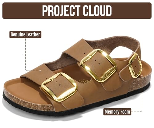 Image of Project Cloud 100% Genuine Leather Ankle Strap Footbed Sandal with Lightweight & Comfortable Walking Fisherman Sandals for Women - Non Slip Memory Foam Slingback Womens Sandals 2026 (Garda)