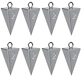 Pyramid Sinkers 2 oz for Surf Fishing & Catfishing - Durable Lead Fishing Weights, 8 Pack