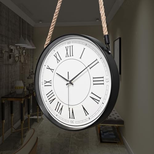 WOOPHEN-Rope-Hanging-Wall-Clock-Battery-Operated-Silent-Non-Tick-12-Inch-Roman-Numerals-Retro-Rustic-Country-Luxury-Art-Vintage-Lanyard-Wall-Clocks-for-Living-RoomKitchenBedroomOfficeClassroom WOOPHEN Rope Hanging Wall Clock Battery Operated Silent Non Tick 12 Inch Roman Numerals Retro Rustic Country Luxury Art Vintage Lanyard Wall Clocks for Living RoomKitchenBedroomOfficeClassroom