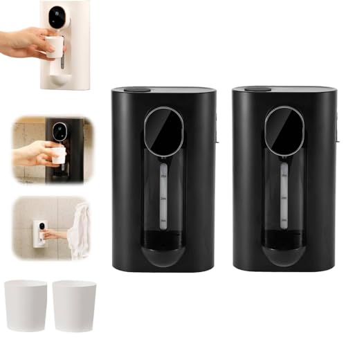 My Bar Shot Station Mini Dispenser – 540ml Wall Mount Liquor Dispenser with 2 Magnetic Cups – Automatic Alcohol & Wine Dispensers for Home Bar, USB Rechargeable (Black 2 Pcs)