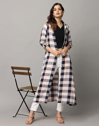 Image of Checks Collared Neck Slim Fit Shrug