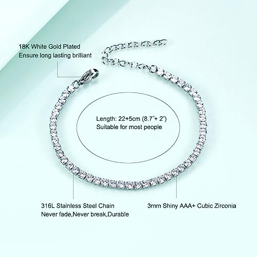 LANDOOK Adjustable Silver Ankle Bracelets for Women - Waterproof Tennis Beach Anklets in Plus Sizes with Non-Tarnish Finish - Image 6