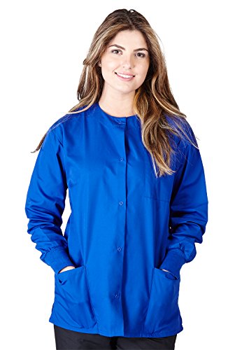 Natural Uniforms Women's Scrub Set Workwear Warm Up Jacket (Dark Royal Blue) (Large)