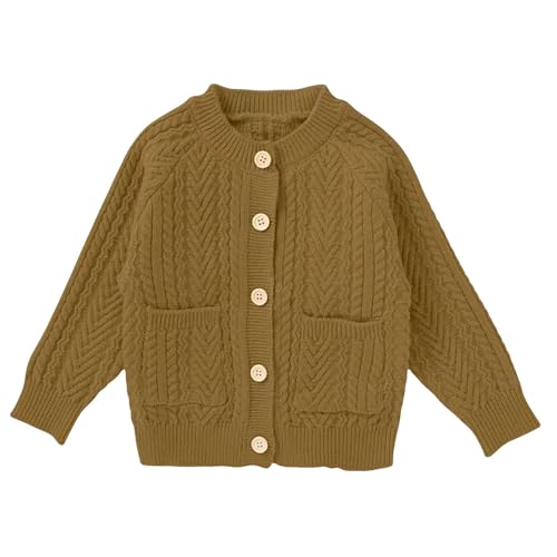 Toddler Kids Cable Knit Sweater Cardigan Comfy Soft Loose Crewneck Sweater Jacket Girls Boys Fall Winter Cute Warm Clothes