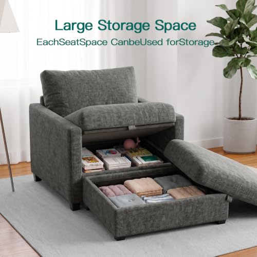 Image of Single Sofa with Storage Ottoman, 38 inch Modern Couch for Living Room