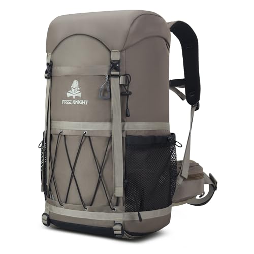 Bseash 40L Leichter wasserdichter Wanderrucksack mit Regenschutz Outdoor Sport Reise Tagesrucksack Multifunktions Reisetasche für Camping Klettern Skifahren Radfahren (Khaki)