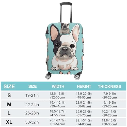 Cute French Bulldog Travel Luggage Cover Anti-scratch Suitcase Cover Elastic Suitcase Protective Cover Fits 19-32 Inch Luggage XL2