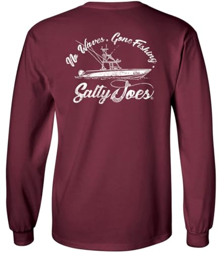 SALTY JOES Men's Fishing Boat Logo Heavy Long Sleeve Tees