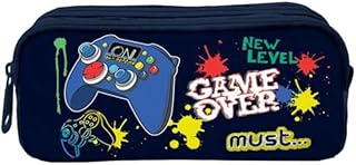 مقلمة بتصميم وحدة تحكم بالألعاب بطبعة مفعمة بالطاقة بسوستتين من ماست مقاس 21×6×9 سم، خامات متعددة، متعدد الألوان