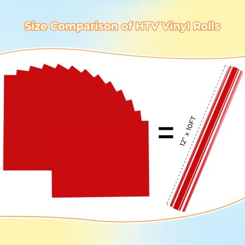 Image of Red HTV Heat Transfer Vinyl Bundle: 13 Pack 12 inch x 10 inch Red Iron on Vinyl | Red Iron on Vinyl for T-Shirt, Heat Transfer Vinyl Compatible with Cricut Cutting Machine,Silhouette Cameo or Heat Press