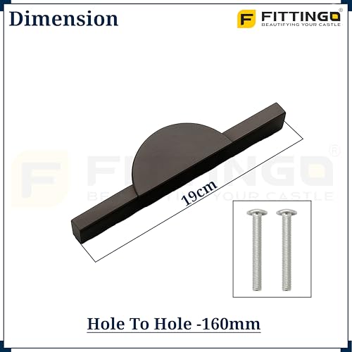 Image of Polo 19 cm Aluminum Wardrobe Handle /Black TT Finish /160mm Hole to Hole /Modern Wardrobe & Cabinet Pull Handle for Home & Office Furniture /Wardrobe Door Handle - Pack of 1(Right)