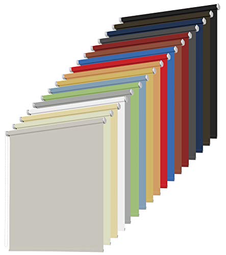 Kettenzugrollo Seitenzugrollo Fenster Tür Rollo Breite 60 bis 240 cm Länge 175 und 230 cm Stoff Vorhang Sichtschutz Sonnenschutz blickdicht lichtdurchlässig 16 Farben Blendschutz (180 x 175 cm) Cover