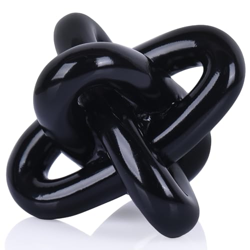 DOVDOV Black Knot Sculpture, Triple Knot Statue, Black Home Decor, Perfect for accenting Rustic-Style Coffee Tables, Living Room TV Stands, Dining Tables, and entryway Shelves.