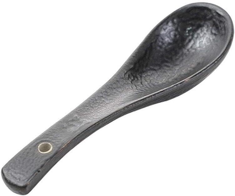 Scoop Black Ceramic Spoon Japanese Style Spoon Rice Spoon Practical Drinking Soup Spoon Measuring Spoon Kitchen Ceramic Tableware Set of 10 Soup Spoon