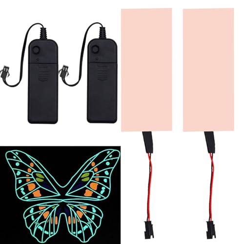 Image of EL Panel Electroluminescent Light Sheet Light Decorations Neon Sheet 12 cm x 5 cm (4.8 inch x 2.0 inch) ON /Slow Flash /Fast Flash,2Pack (2, White, 12cm*5cm)