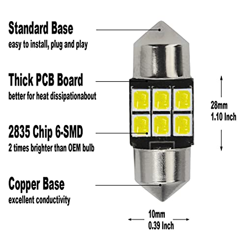 Yoper De3021 De3022 Led Light Bulbs For Interior Dome Map Door Courtesy License Plate White Canbus Error Free Festoon (28Mm) #TOP1