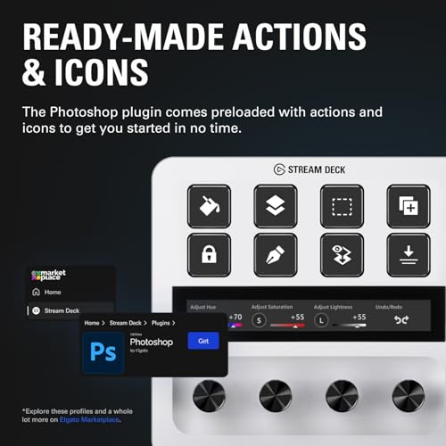 Elgato Stream Deck + White - Studio Controller with LCD Keys, Dials, and Touch Strip for Post Production in Adobe Premiere Pro, Photoshop, DaVinci Resolve, Final Cut Pro - Workflow Automation