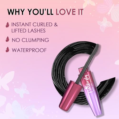 Image of Glam21 Flutterfly Hyper Curl Mascara | Instant Curled & Lifted Lashes |Waterproof & Smudge-Proof Formula | Non-Clumping | Voluminous Finish| Black - 10ml
