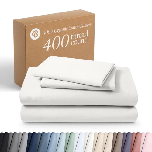 Bare Home 100% Organic Cotton Sateen Sheet Set (Twin XL, Antique White)