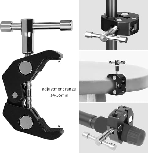 Image of Super Camera Clamp Mount for Bike, Screen Monitor & Action Camera with 360 Degree Ball Head Magic arm Accessories 1 /4 inch and 3 /8 inch for Canon Nikon DSLR Camera /Go pro /LED Lights (Only Mount)