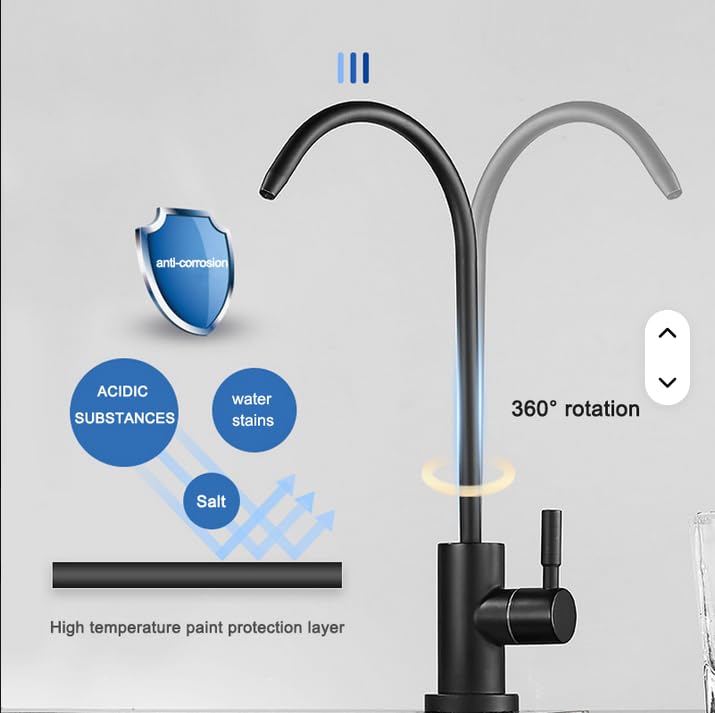 Image of Parijata SS Black Faucet for RO Water Purifier (Black)