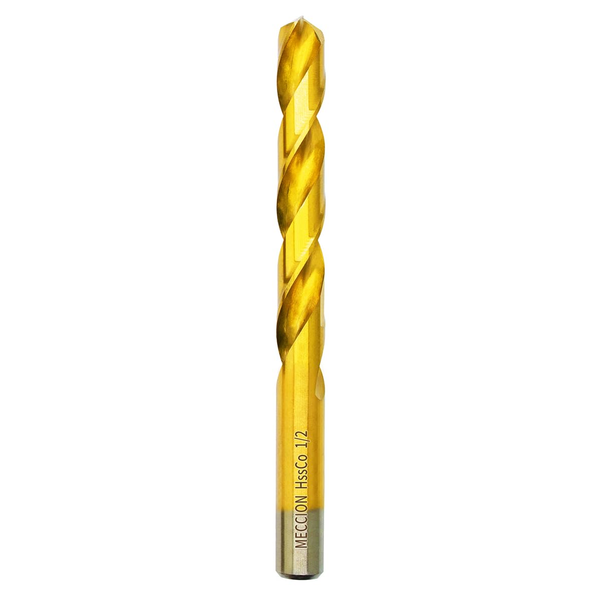 Meccion Cobalt Drill Bits 1/2 in. x 6 in. x 1pcs M35 Cobalt Titanium Nitride Coated Drill Bit for Metal, Steel, Cast Iron, Wood, Plastic