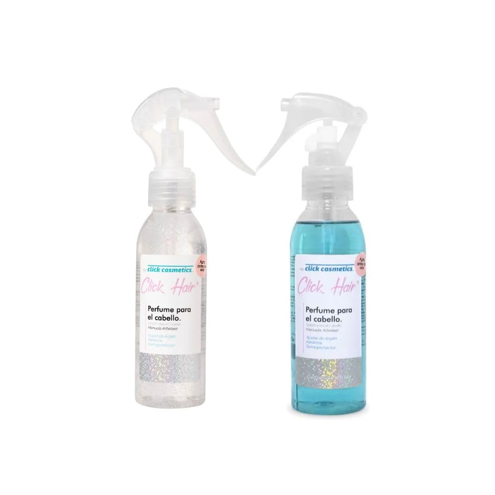 Click Hair Perfume para el cabello Transparente y Azul (2 Pack) Click Hair Perfume Transparente y Azul, Click Hair Vainilla y Candy, Click Hair Products, Clicl Hair Perfume