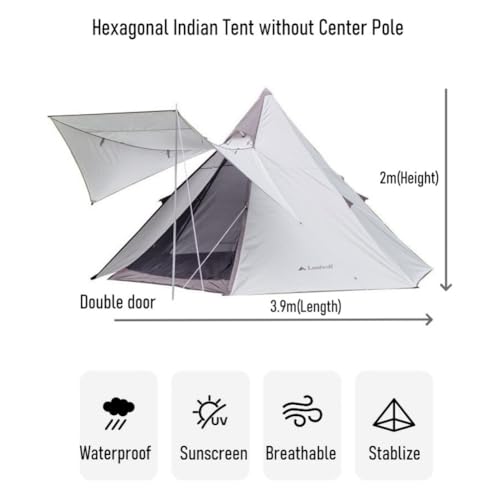 Carpa Piramidal Portátil para Camping Doble Capa 2 Personas miniatura 3