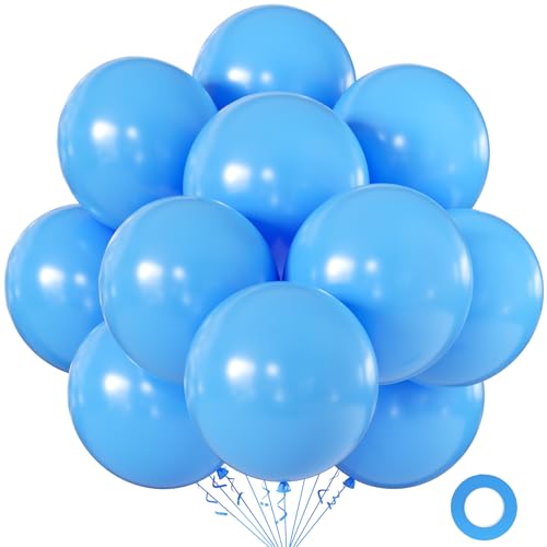 KALOR Light Blue Balloons 18 Inch 24 Pack Matte Helium Latex Round Balloons for Birthday Wedding Graduation Bridal Shower Baby Shower Party Decorations
