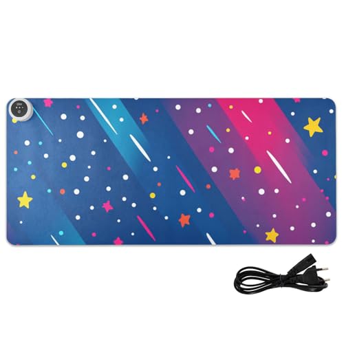 Vector Star - Alfombrilla de ratón con calefacción de piel colorida de 31.5 x 13 pulgadas, antideslizante, para computadora, mesa, accesorios de juegos