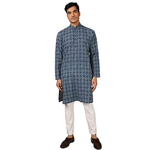 Image of by Shoppers Stop Printed Polyester Slim Fit Mens Casual Kurta