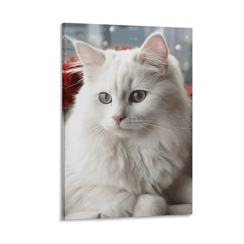 Affiche salon chat blanc pour creer un cocon chaleureux