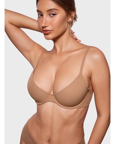 Image of INLYRIC Women's Inbarely Plus Balconette Bra - Lightly Padded Underwire Sexy Tshirt Demi Bras Supportive