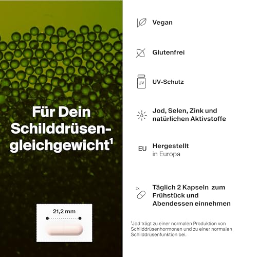 SCHILDDRÜSEN KOMPLEX – 30 Kapseln mit Jod, Selen, Zink & L-Tyrosin | Für Energie, Hormonbalance & Stoffwechsel | natürliche Unterstützung der Schilddrüsenfunktion | Vegan & laborgeprüft