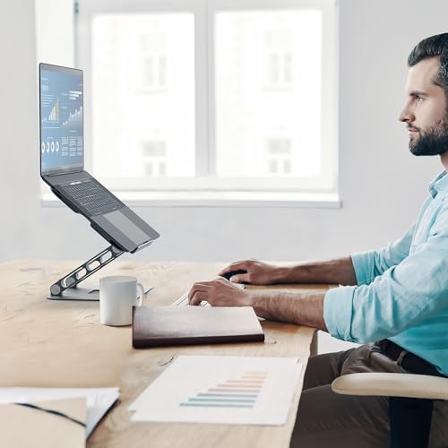 j5create Multi-Angle Aluminum Laptop Stand, Ergonomic Notebook Riser, Suitable for MacBook, Dell, HP, Lenovo, Fits Most laptops up to 16